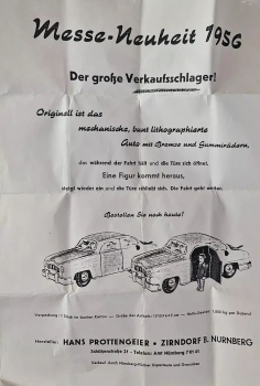 HPZ Prottengeier Sedan with driver 1955 Tinmodel with frictiondrive in original box (5694)